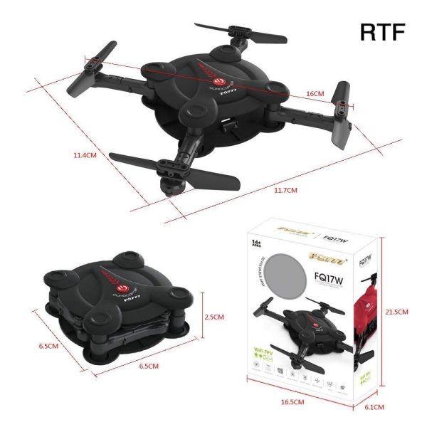 Goolsky FQ17W Mini RC Quadcopter Foldable Drone with WiFi FPV Camera Live Video Altitude Hold&3D Flips&Gravity Sensor Phone Control or Remote Controller