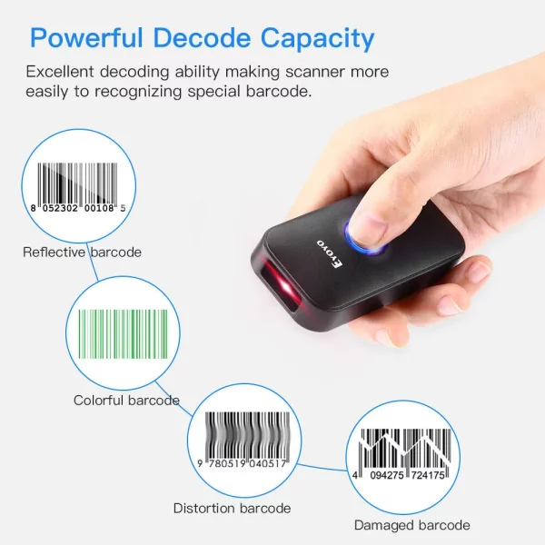 Wireless Barcode Scanner, 1D Handheld Inventory Laser Automatic Barcode Reader - Image 2